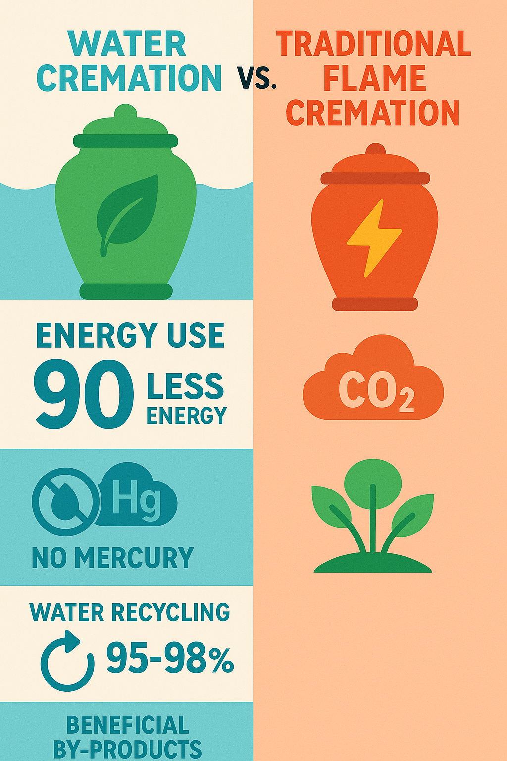Detailed comparison of environmental impacts between cremation methods - cost of water cremation infographic 