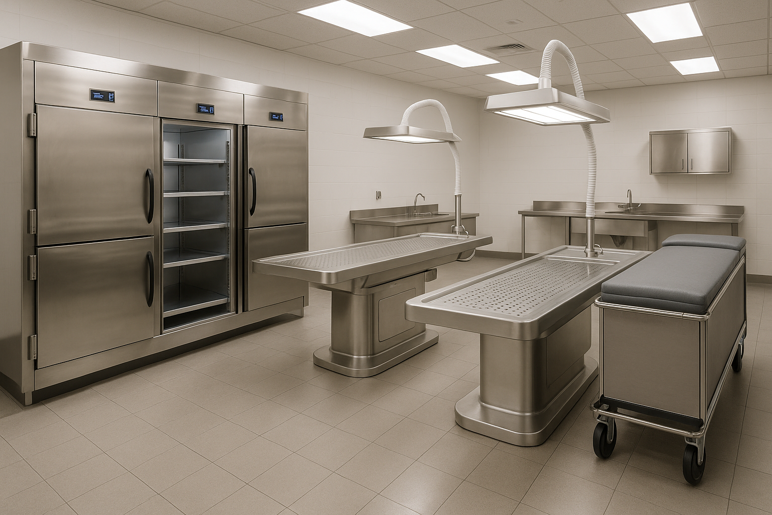 customized morgue setup with integrated equipment - morgue equipment