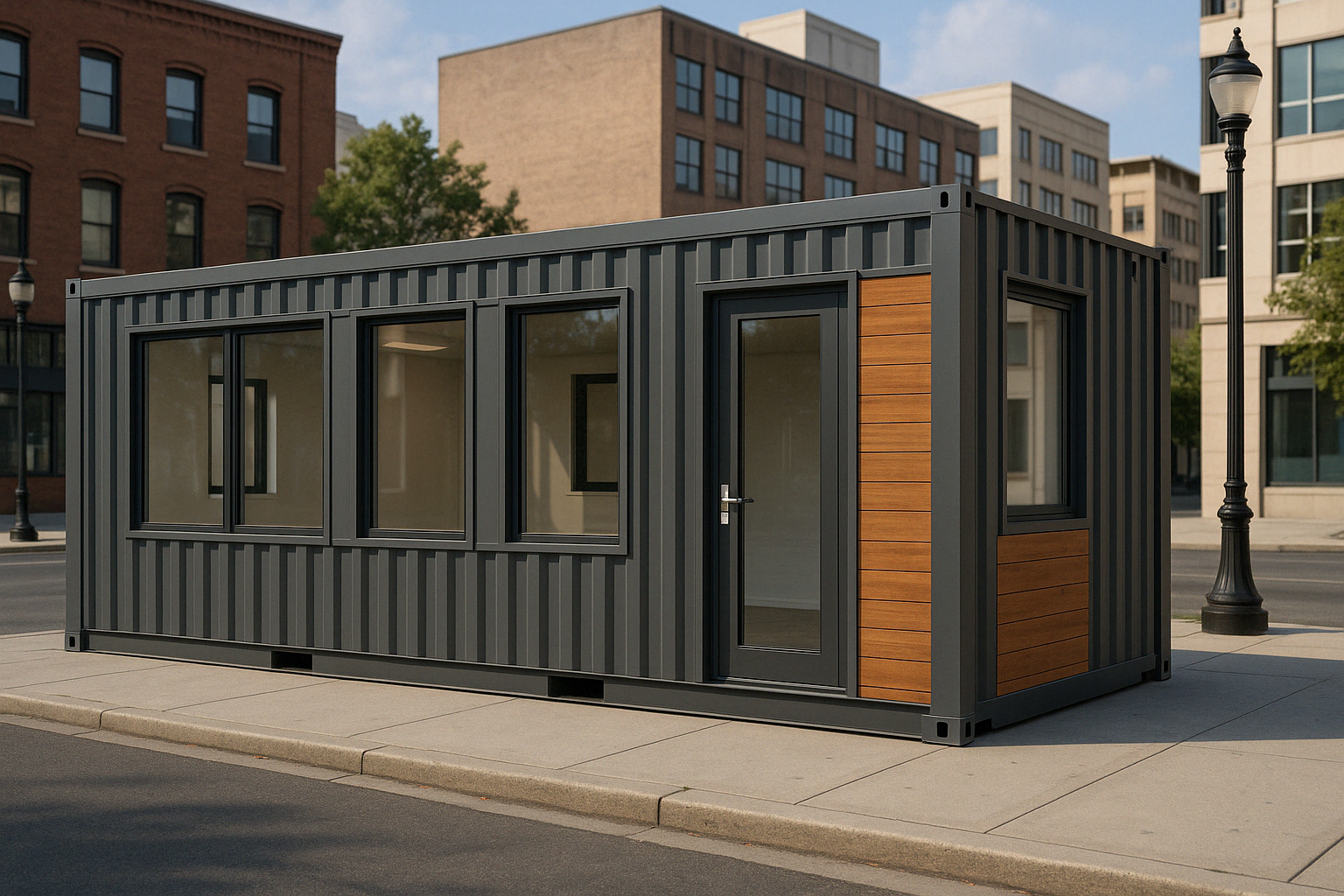 Customized container office with windows, custom paint, and exterior finishing - 40 ft office container