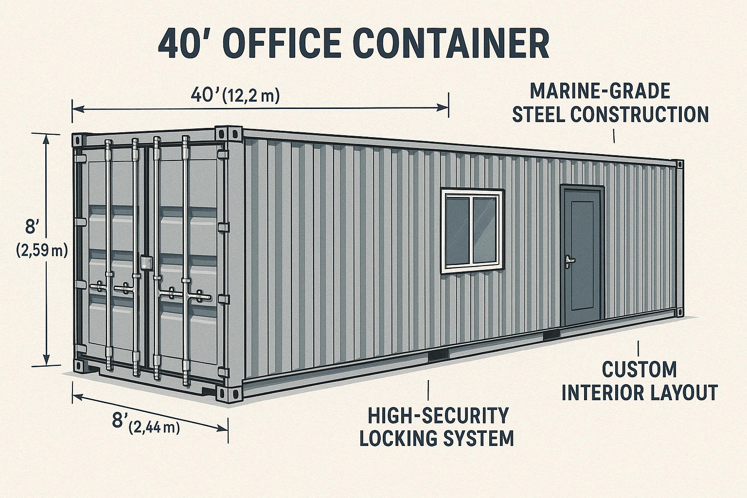 40 ft office container dimensions and specifications - 40 ft office container