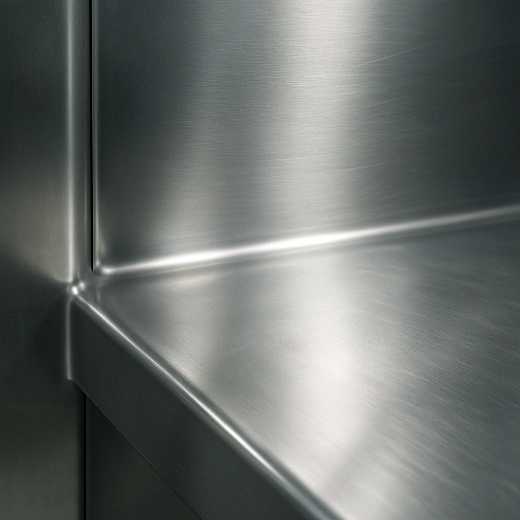 close-up of stainless steel surface used in morgue equipment - morgue equipment