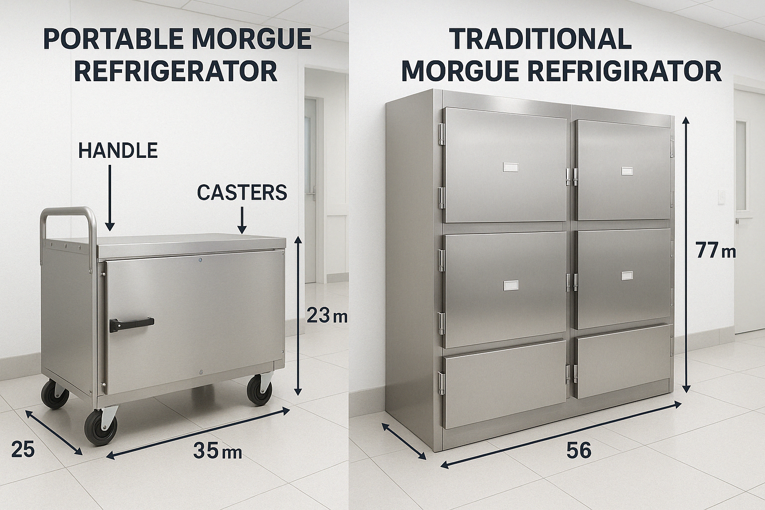 comparison of portable and traditional morgue refrigerator models - morgue refrigerators