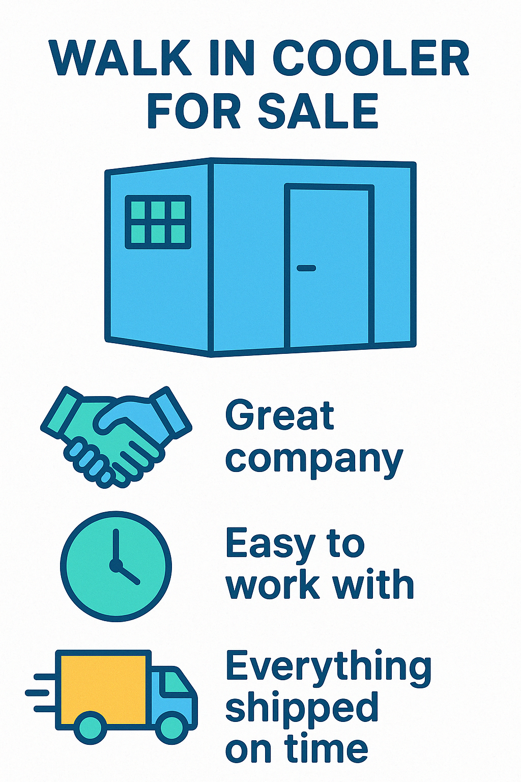 Great company, and easy to work with... everything was shipped on time. - walk in cooler for sale infographic 