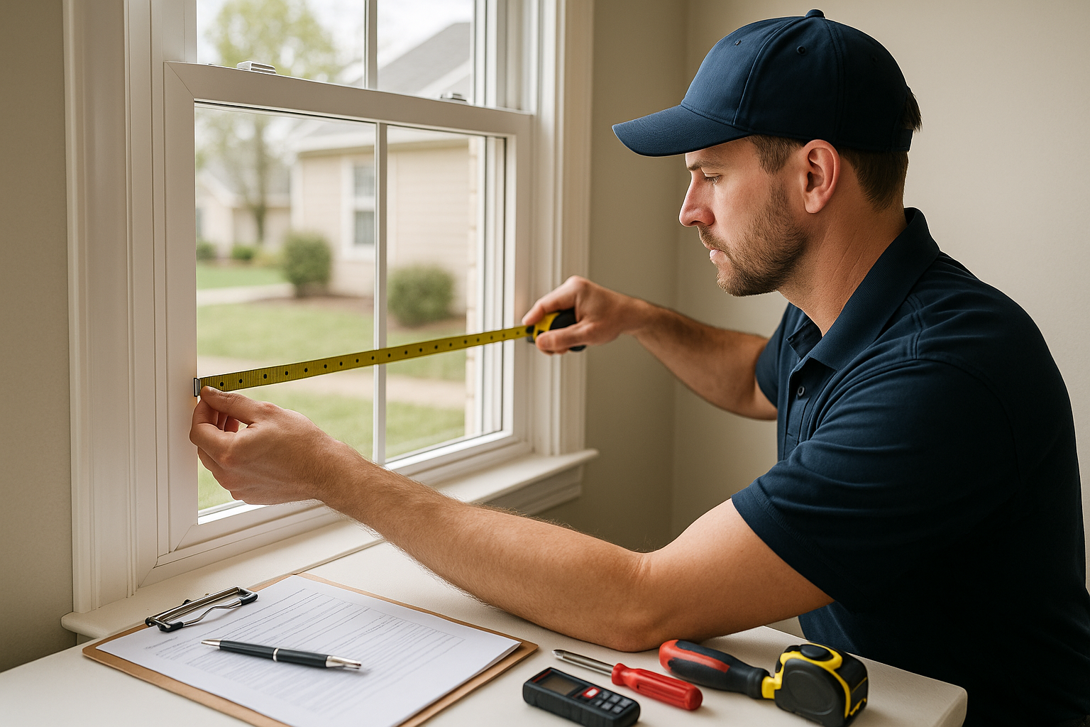 Professional measuring windows for energy efficient replacement - Energy efficient windows installation