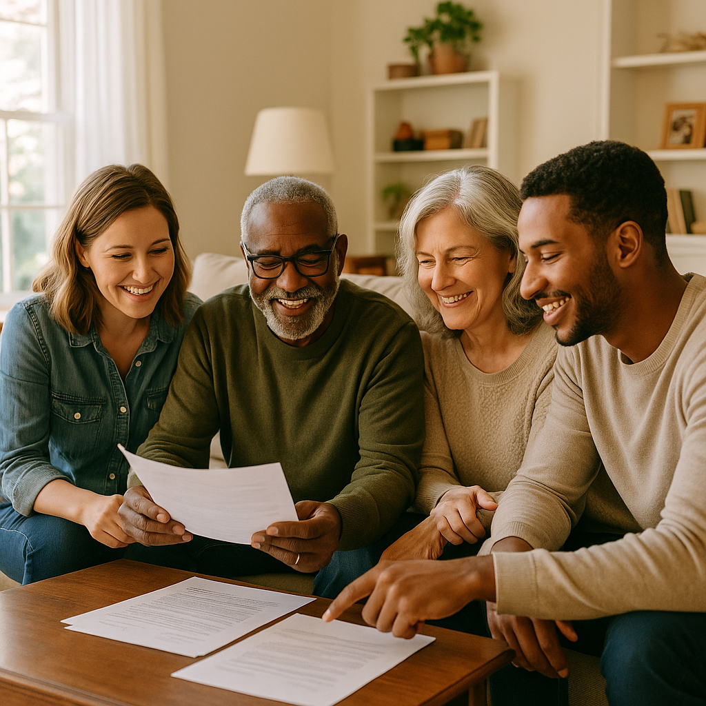 Successful estate settlement showing family members receiving inheritance with peace of mind - estate settlement and administrative trusts