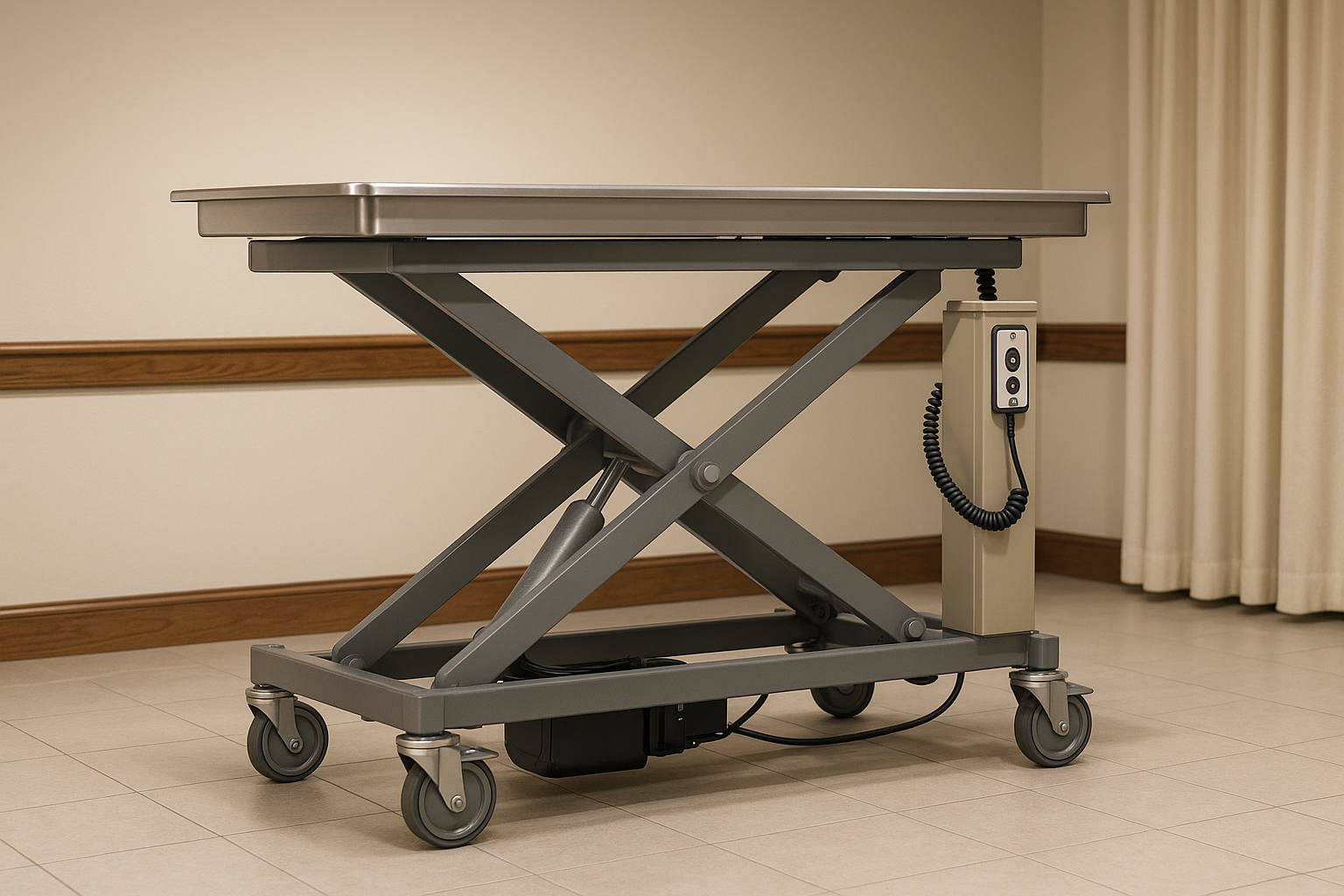 hydraulic mortuary lift with adjustable features - mortuary lift