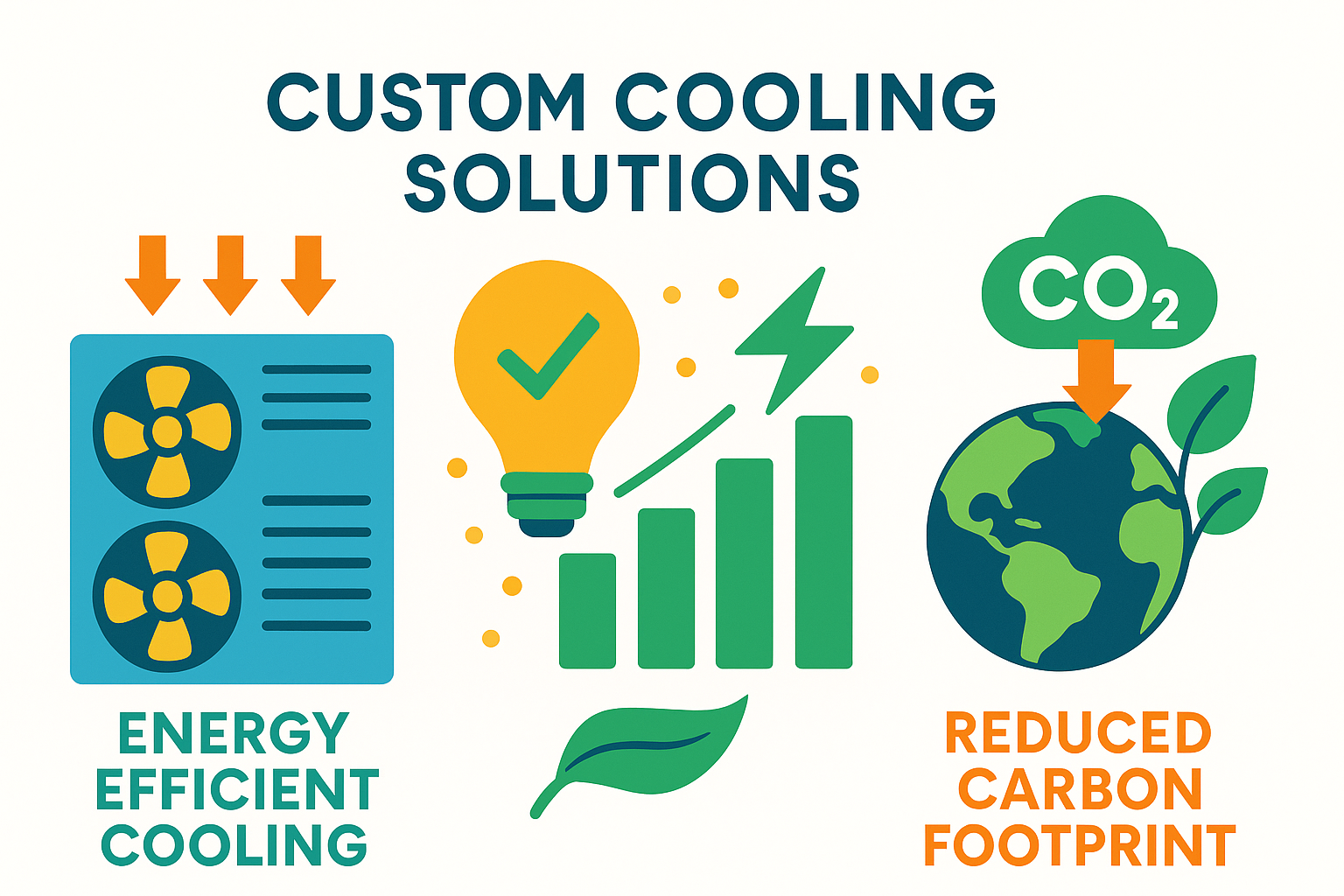 quote about energy savings and CO2 reduction - Custom cooling solutions infographic