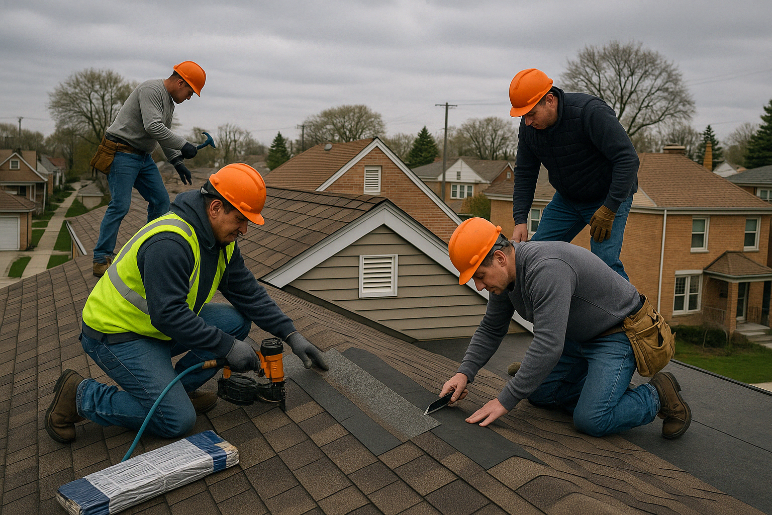 various roofing services being performed - Roofing contractors Chicago