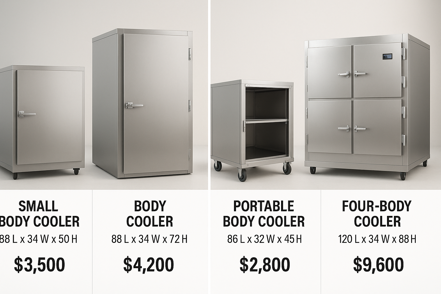 different body cooler models side by side - body cooler price