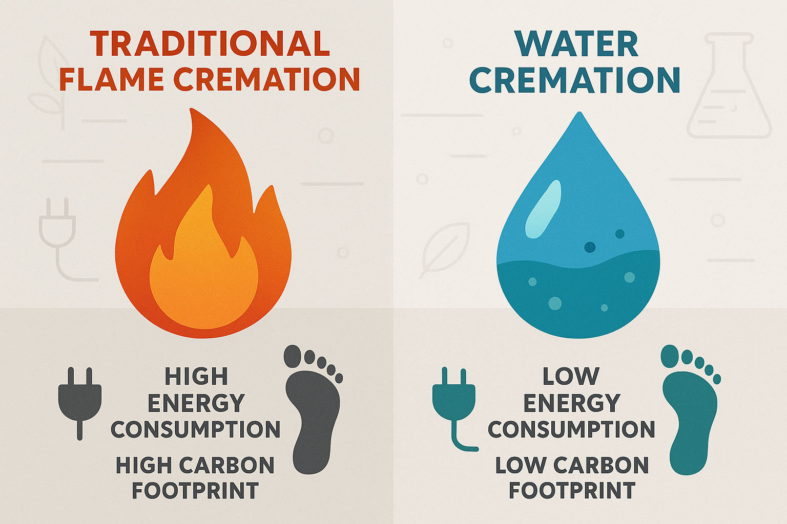 Environmental impact comparison between cremation methods - cost of water cremation