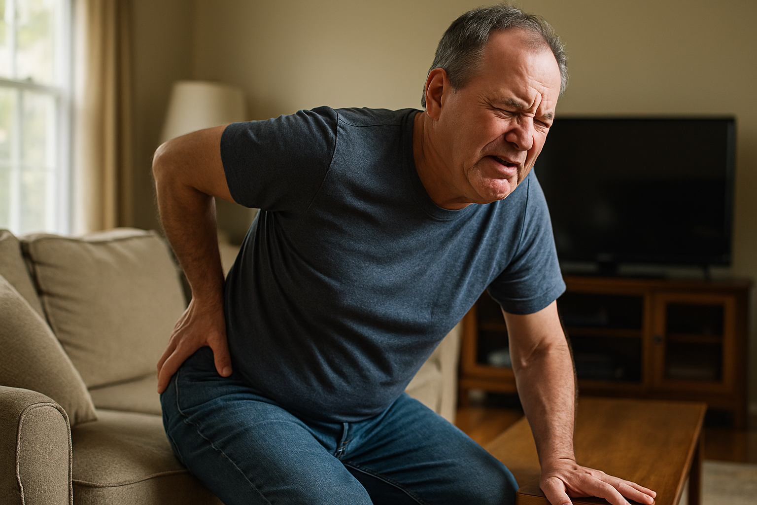 Person experiencing limited mobility and fatigue due to untreated musculoskeletal pain - muscular system therapy
