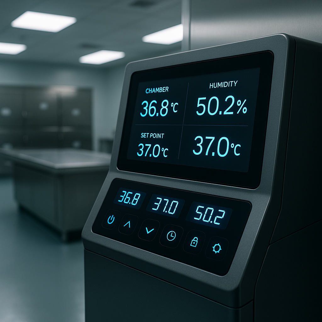 advanced digital controls on modern morgue equipment - morgue equipment