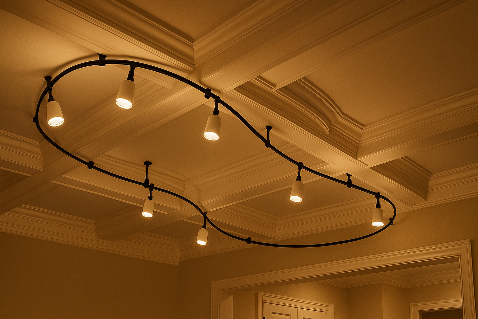 Illuminate with Ease: Exploring Flexible Track Lighting 14 Professional installation of flexible track lighting in a complex ceiling space - Flexible track lighting systems