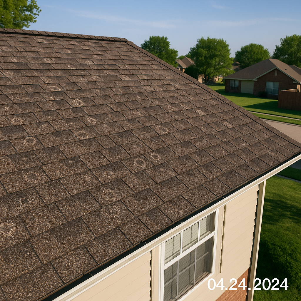 Damaged property with date stamp - hail damage claims