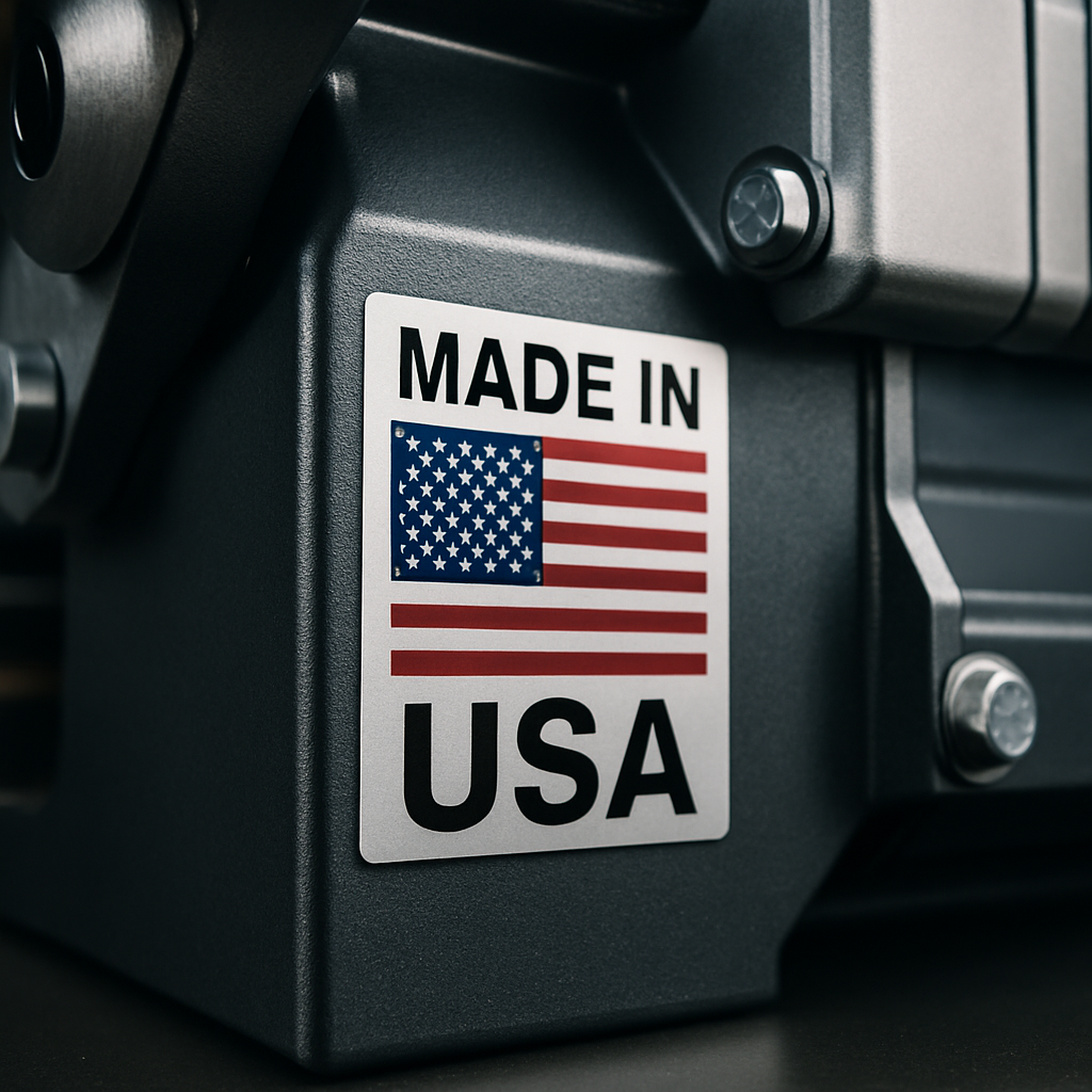 Made in USA label on equipment - American Mortuary Coolers