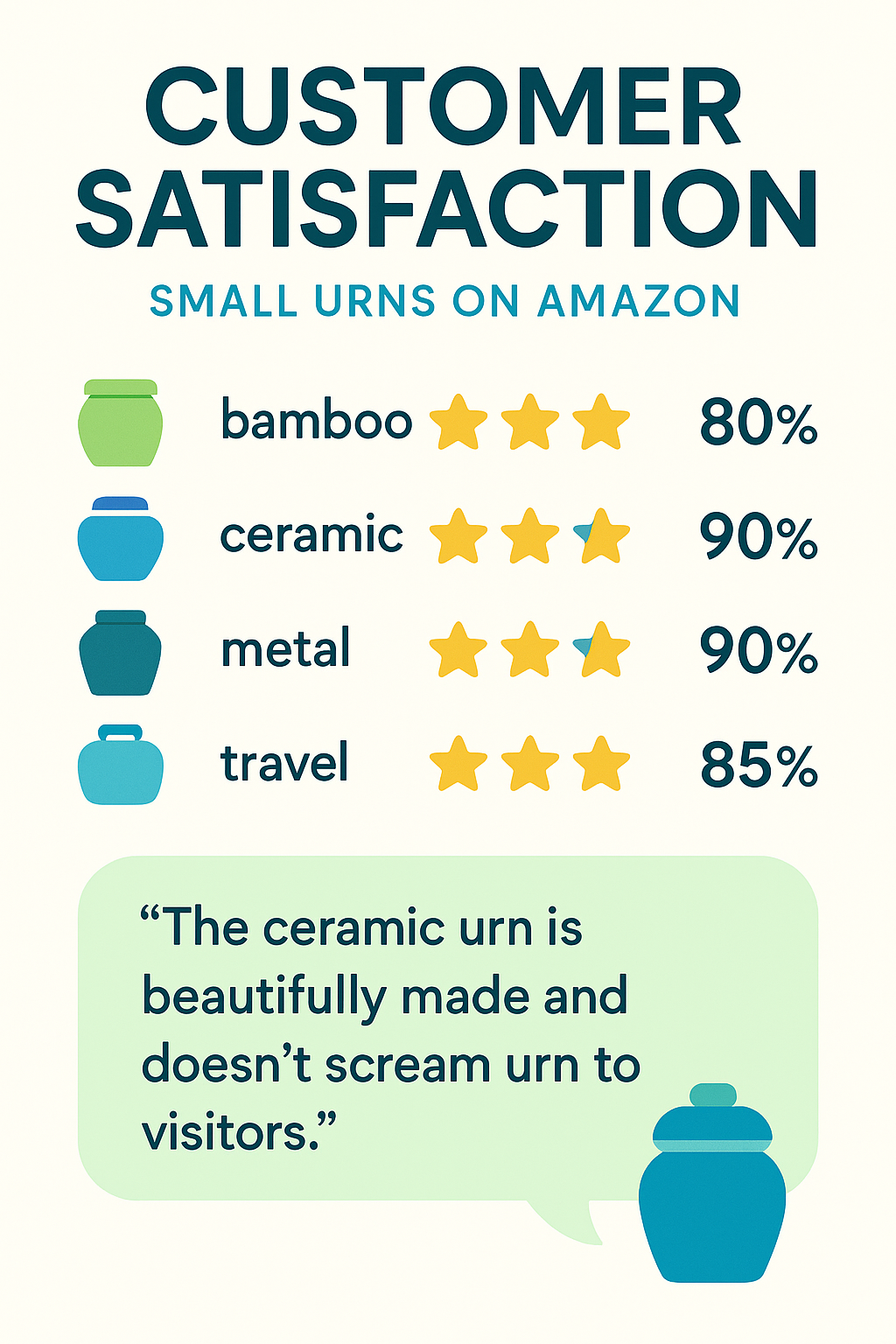 Customer quote about small urn quality - small urns for human ashes amazon infographic 