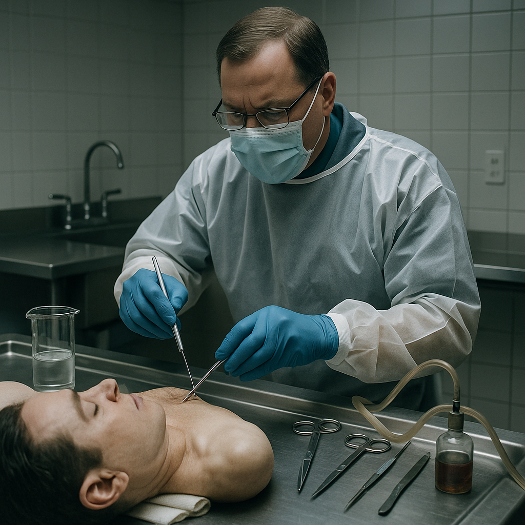 embalmer working - mortuary science embalming