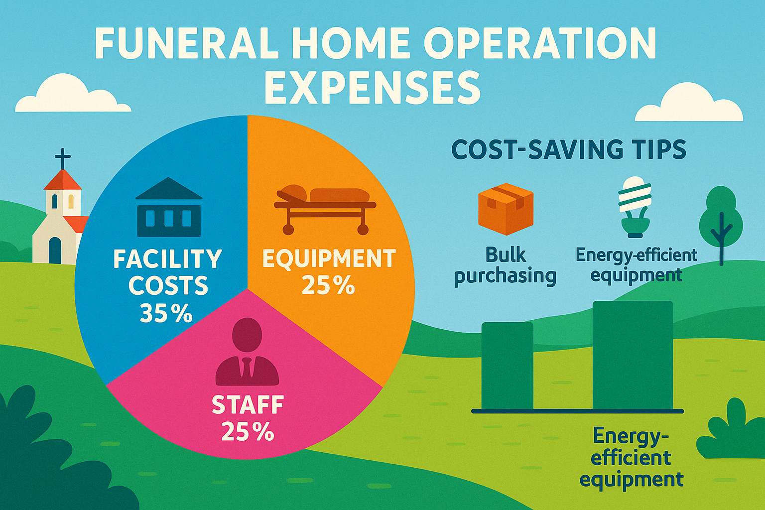 cost breakdown of funeral home operation expenses - Affordable Funeral Supplies  infographic 