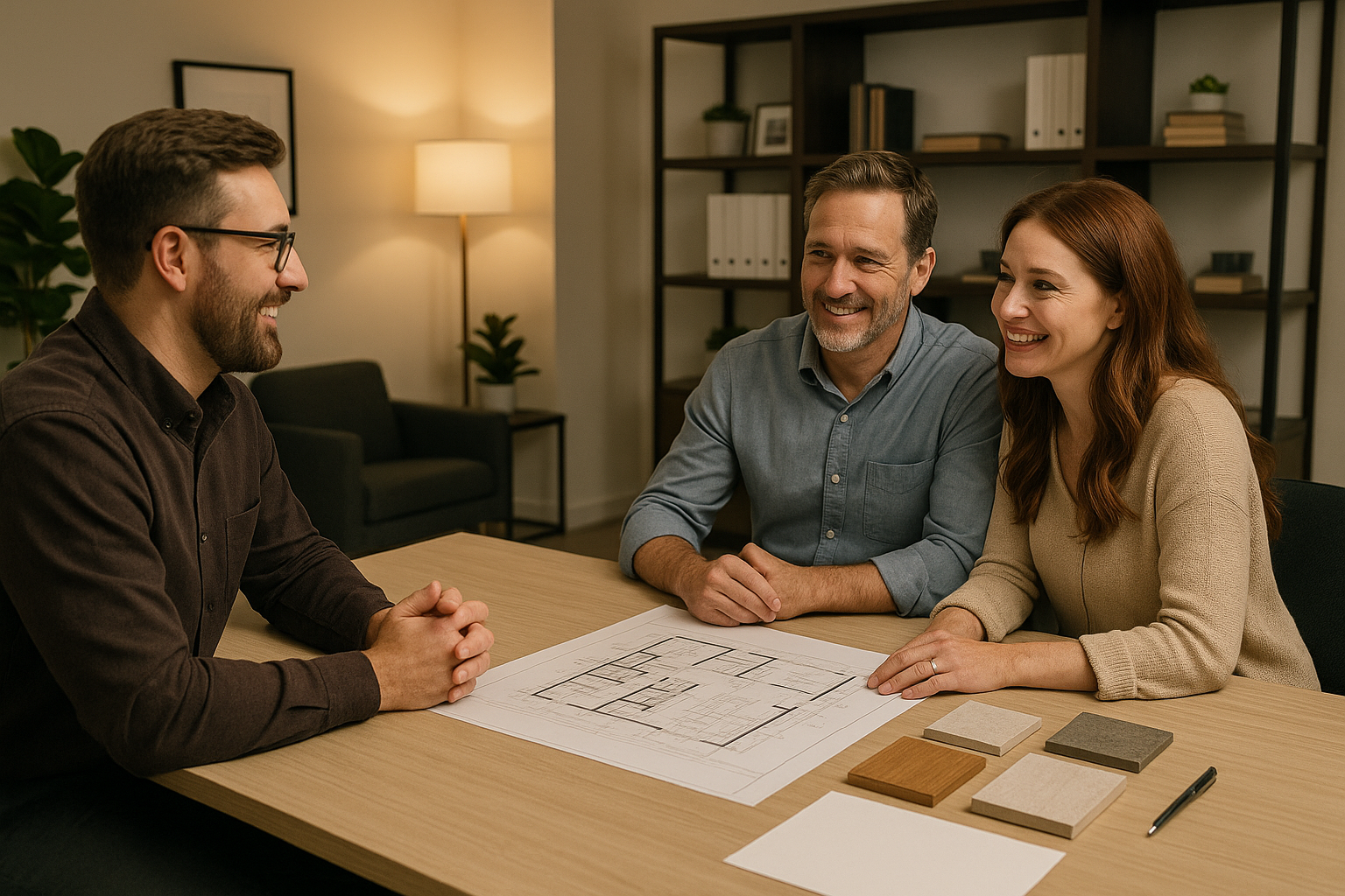 custom home builder meeting with clients - Las Vegas custom home builders