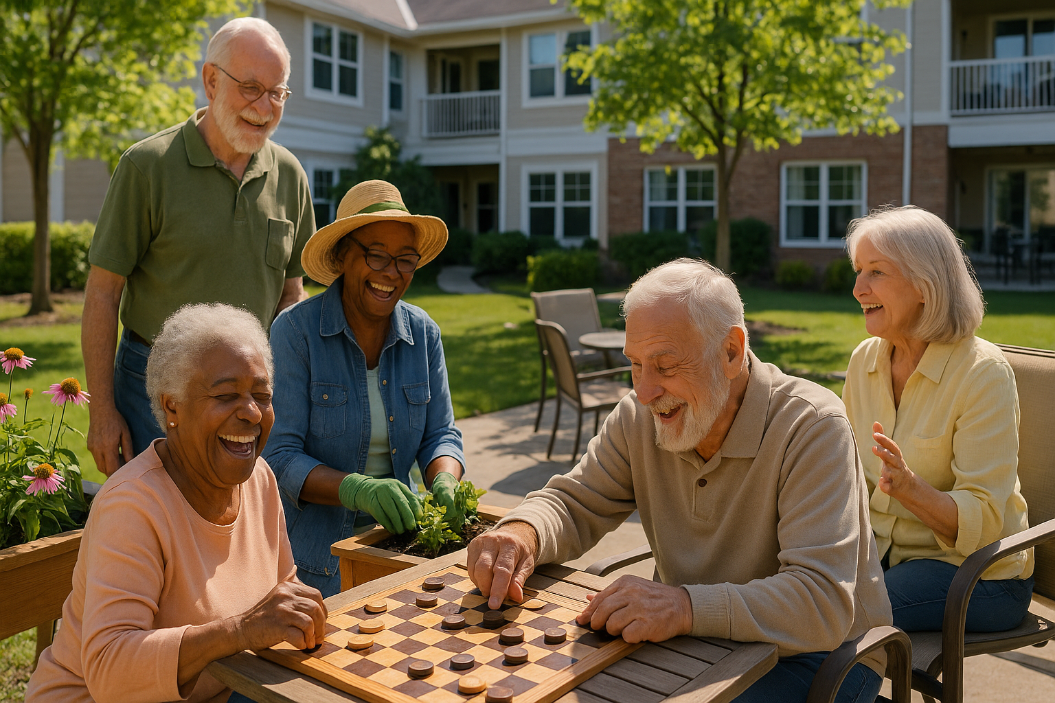 happy seniors enjoying community life - senior housing thousand oaks