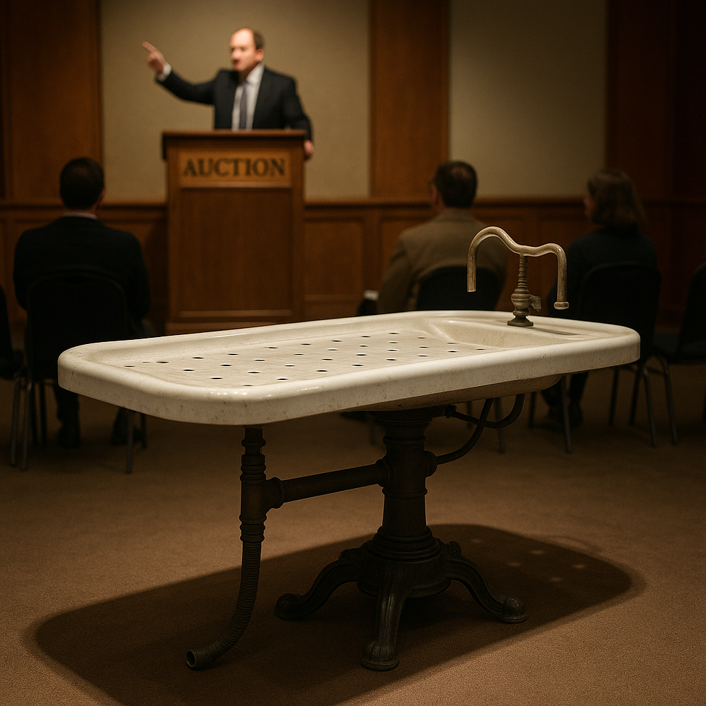 antique embalming table at auction house - antique embalming table for sale