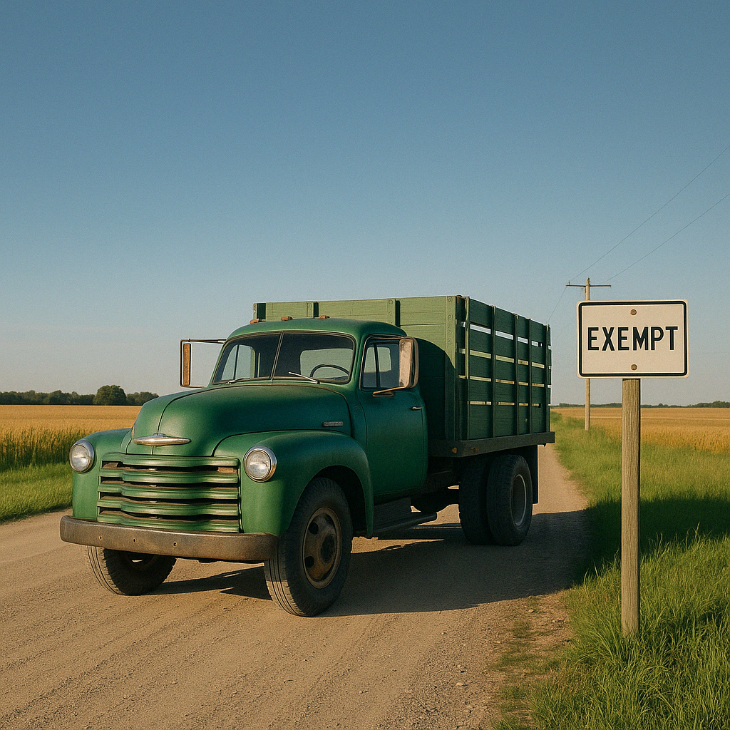 farm truck with exemption sign - do farm trucks need insurance