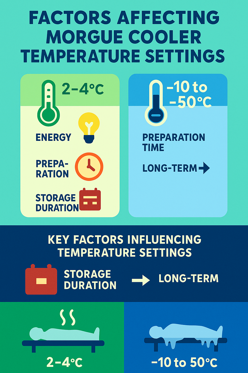 Factors affecting morgue cooler temperature settings and their importance in preservation - morgue cooler temperature infographic 