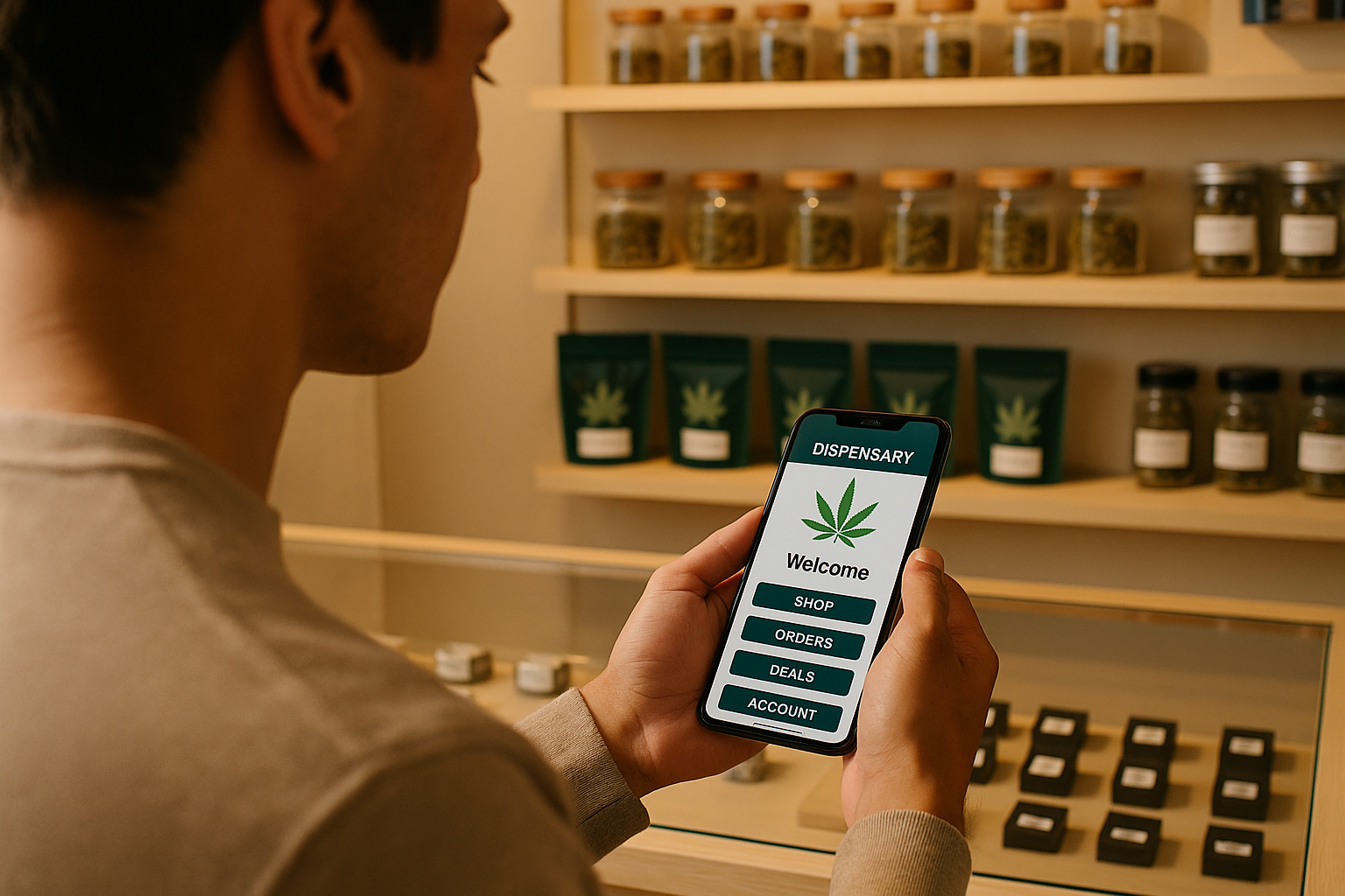 customer using a dispensary mobile app - dispensary customer retention