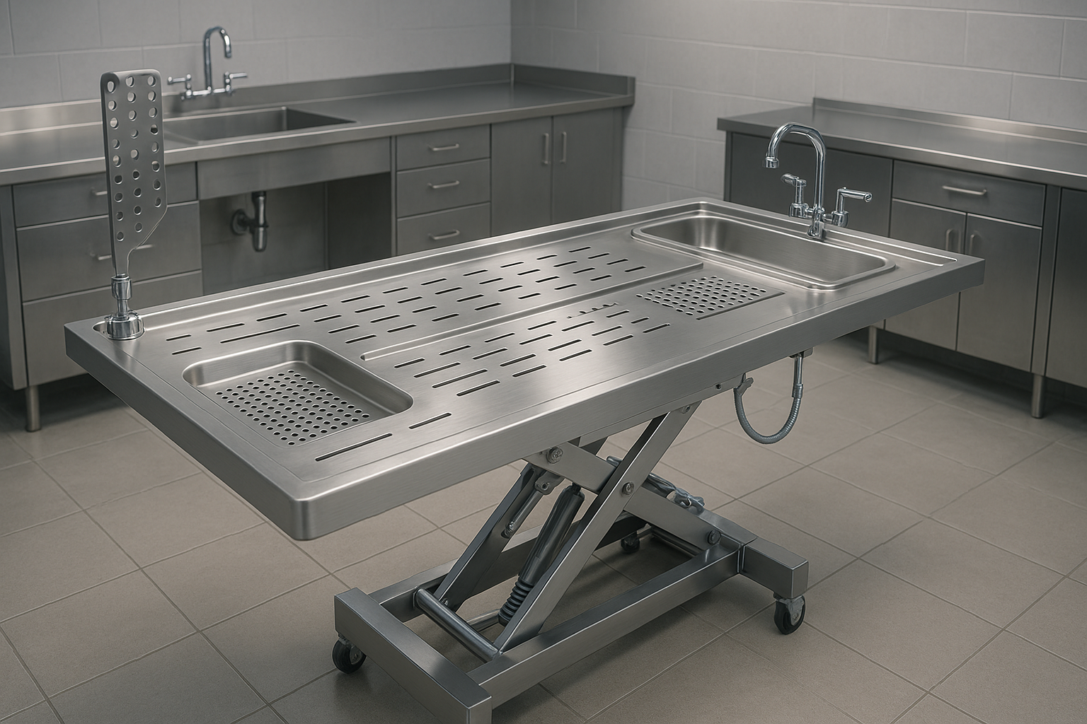 Customizable embalming table with adjustable features and specialized accessories - embalming table definition